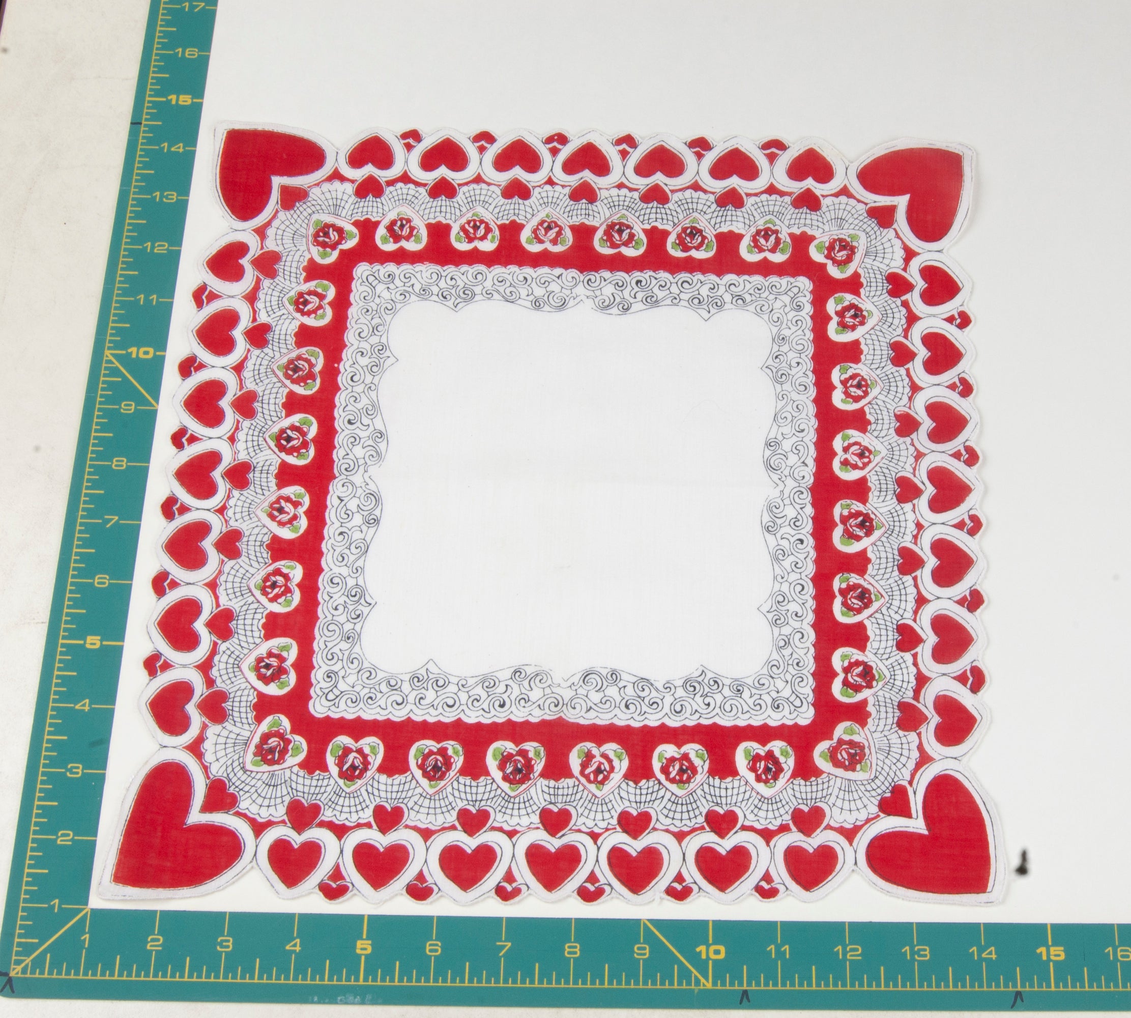 Heart/Valentines vintage handkerchief - h0076